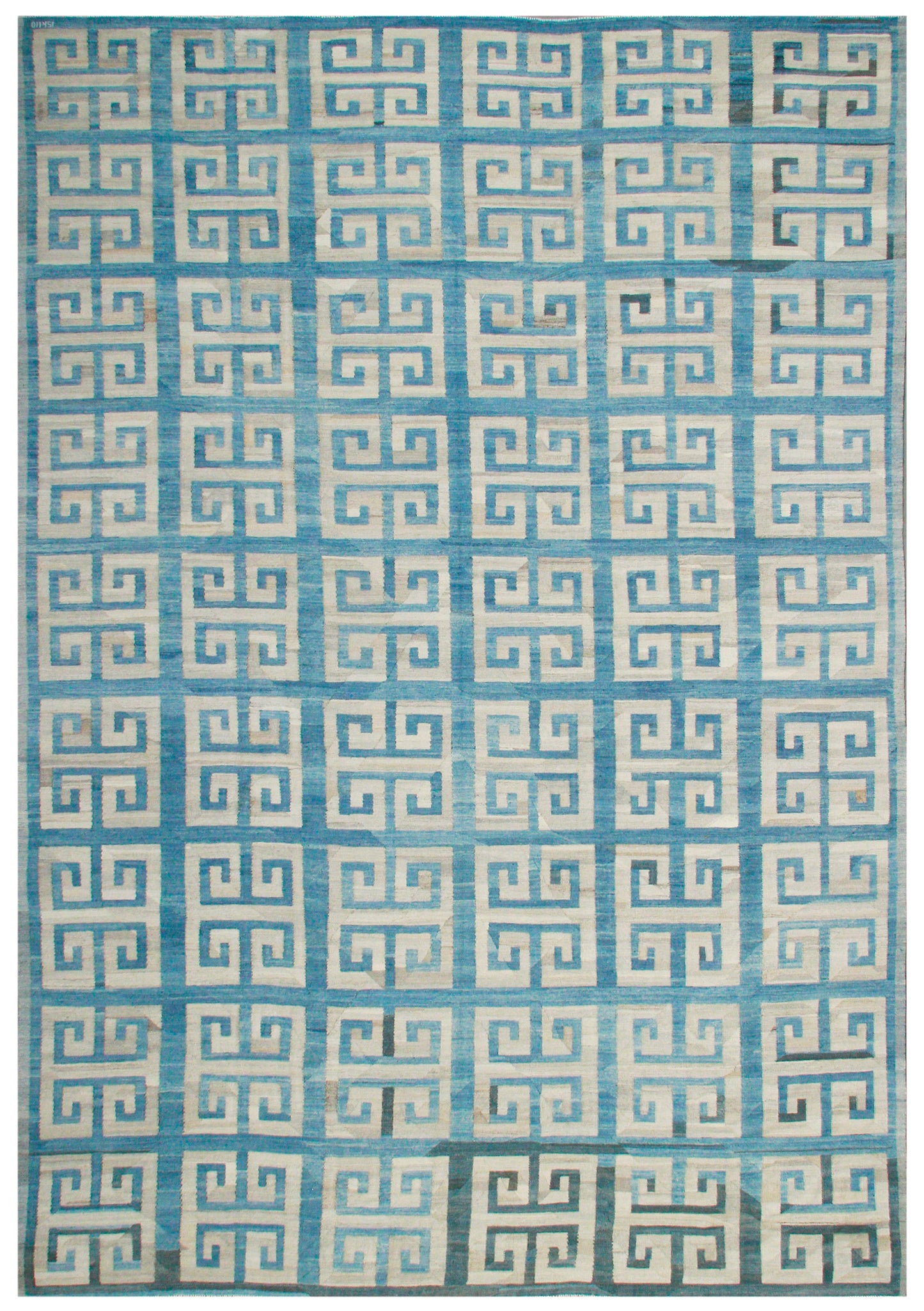 12x18 Blue and White Large Geometric Ariana Kilim
