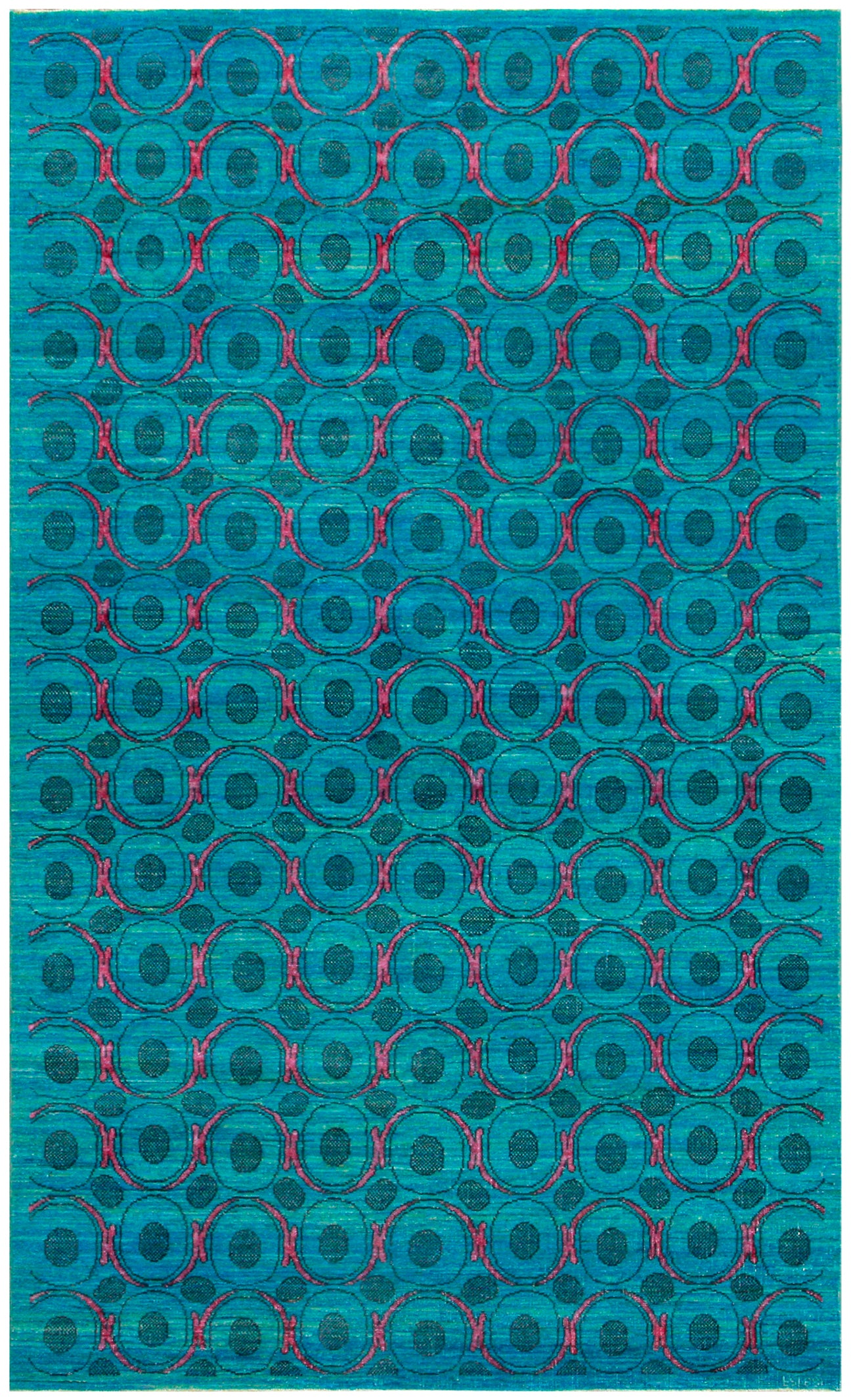 4x6 Circular Design Turquoise Ariana Modern Rug