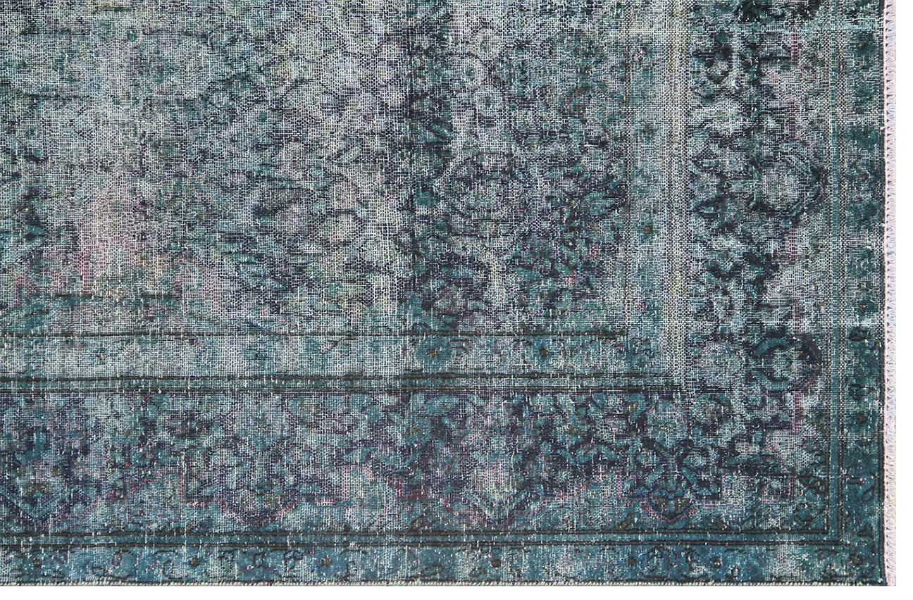 7x10 Vintage Persian Navy Blue Over-dye Area Rug