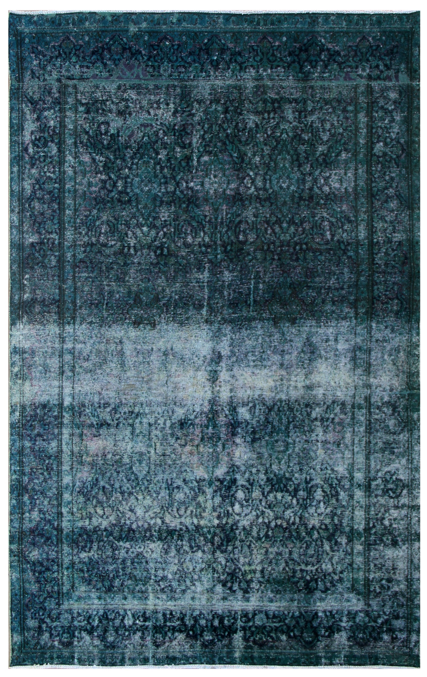 7x10 Vintage Persian Navy Blue Over-dye Area Rug