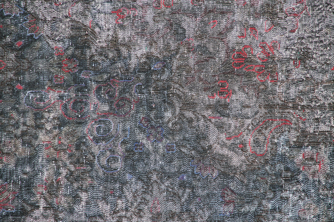 10x15 Blue Pink Grey Vintage Persian Kerman Overdye Rug