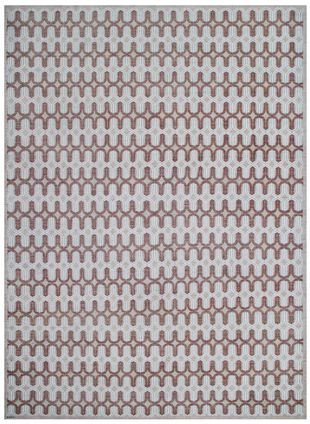 9'x12' Wool Rug | Ariana Modern | Ivory Brown Beige Rose Rug