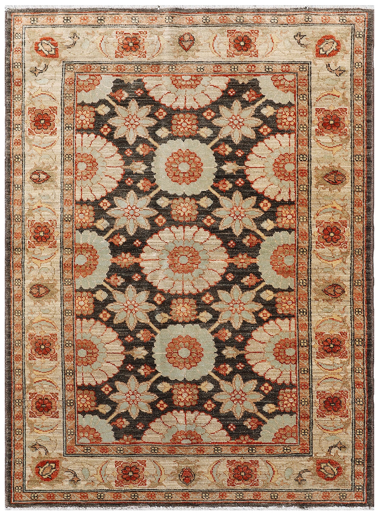 3x5 Brown Beige Tabriz Design Ariana Traditional Small Rug