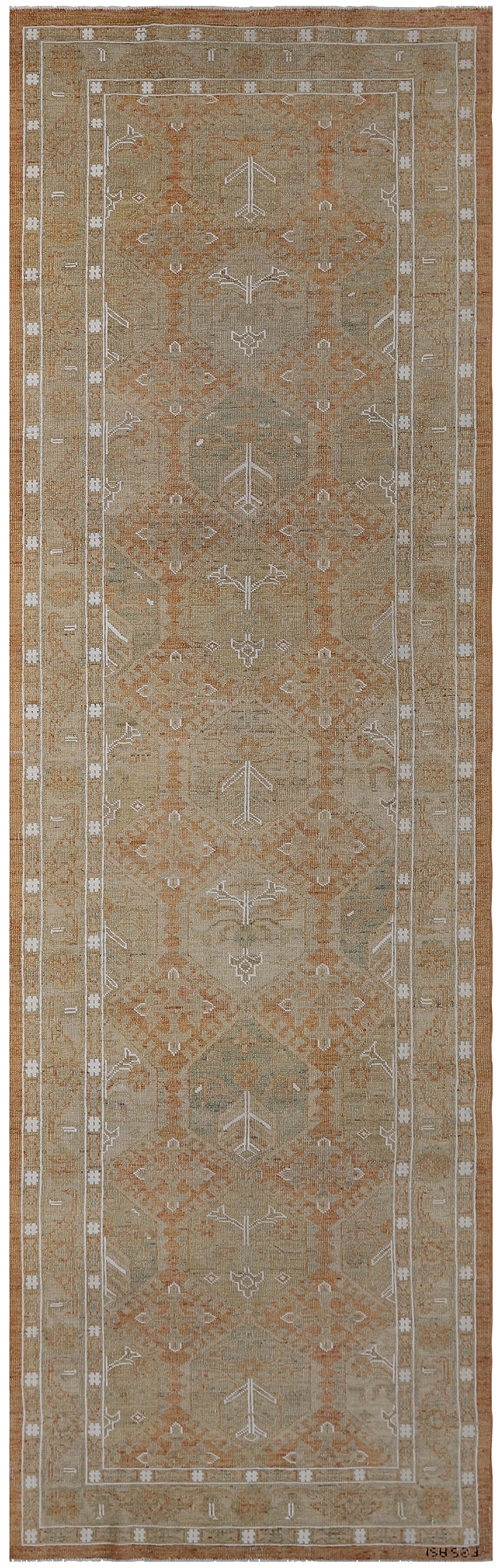3'x10 'Ariana Caucasian Copper White Brown Hazara Runner