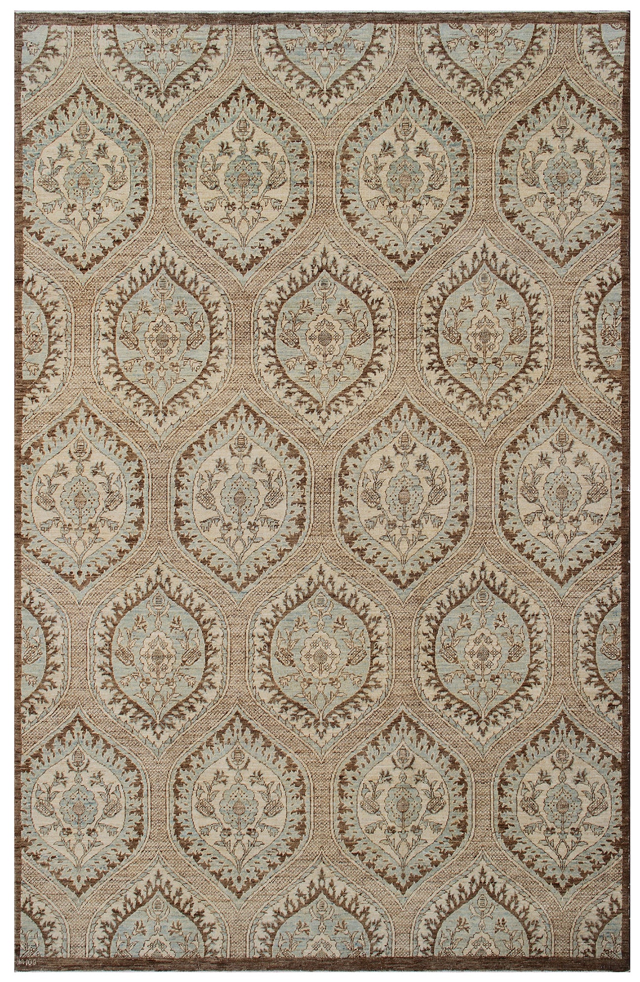 6x9 Ariana Brown and Blue Transitional Wool Rug