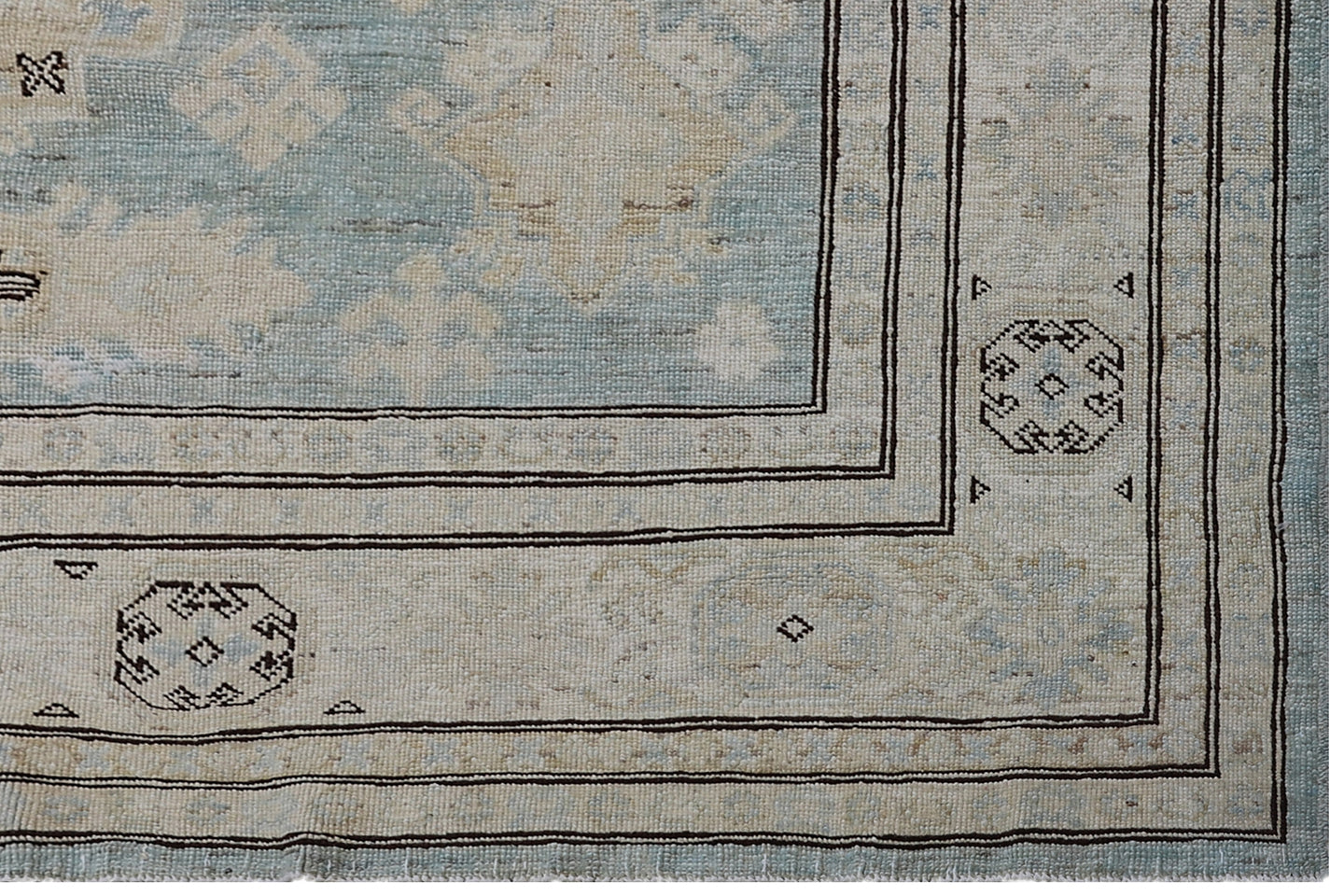 6x9 Ariana Geometric Blue and Ivory Hazara Rug