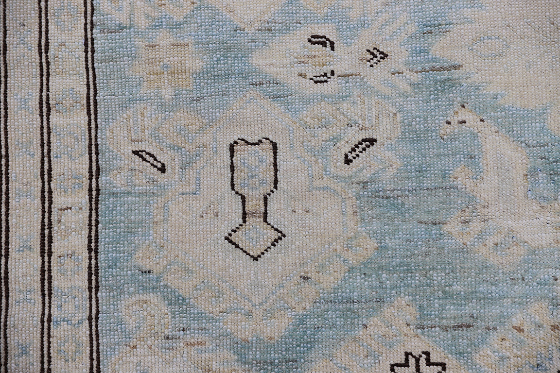 6x9 Ariana Geometric Blue and Ivory Hazara Rug