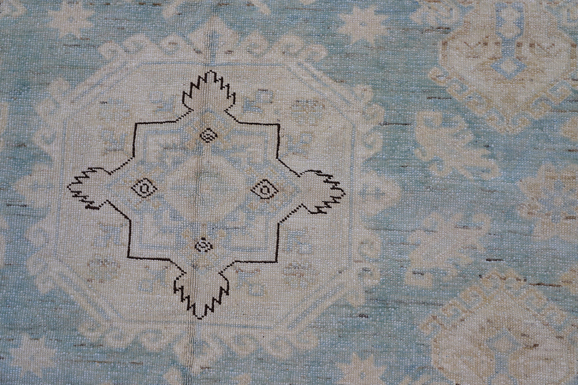6x9 Ariana Geometric Blue and Ivory Hazara Rug