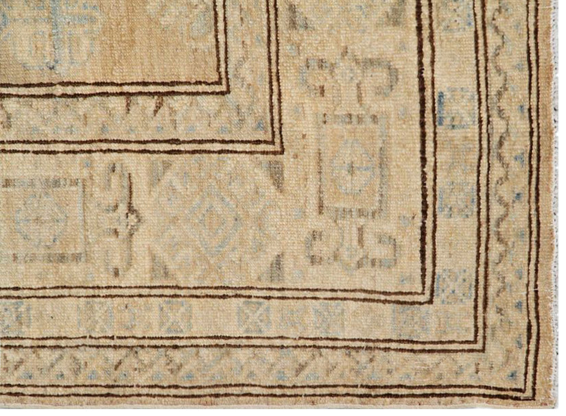 6x9 Ariana Geometric Ivory and Blue Transitional Hazara Rug