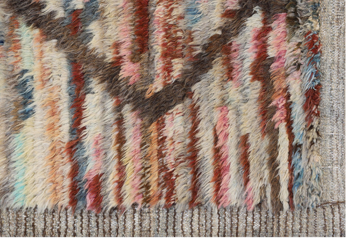 8'x10' Colorful Hand-knotted Geometric Diamond Pattern Barchi Rug