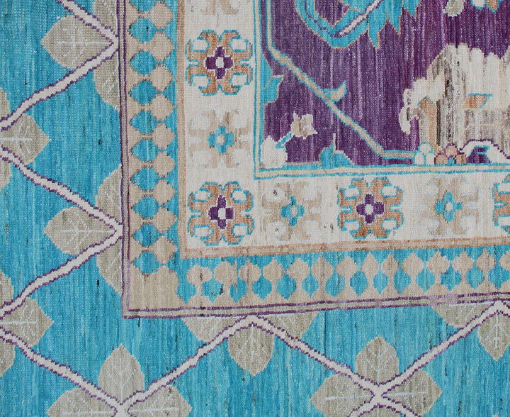 19'x30' Persian Design Palace Rug | Turquoise Amethyst Colors | Wool Rug