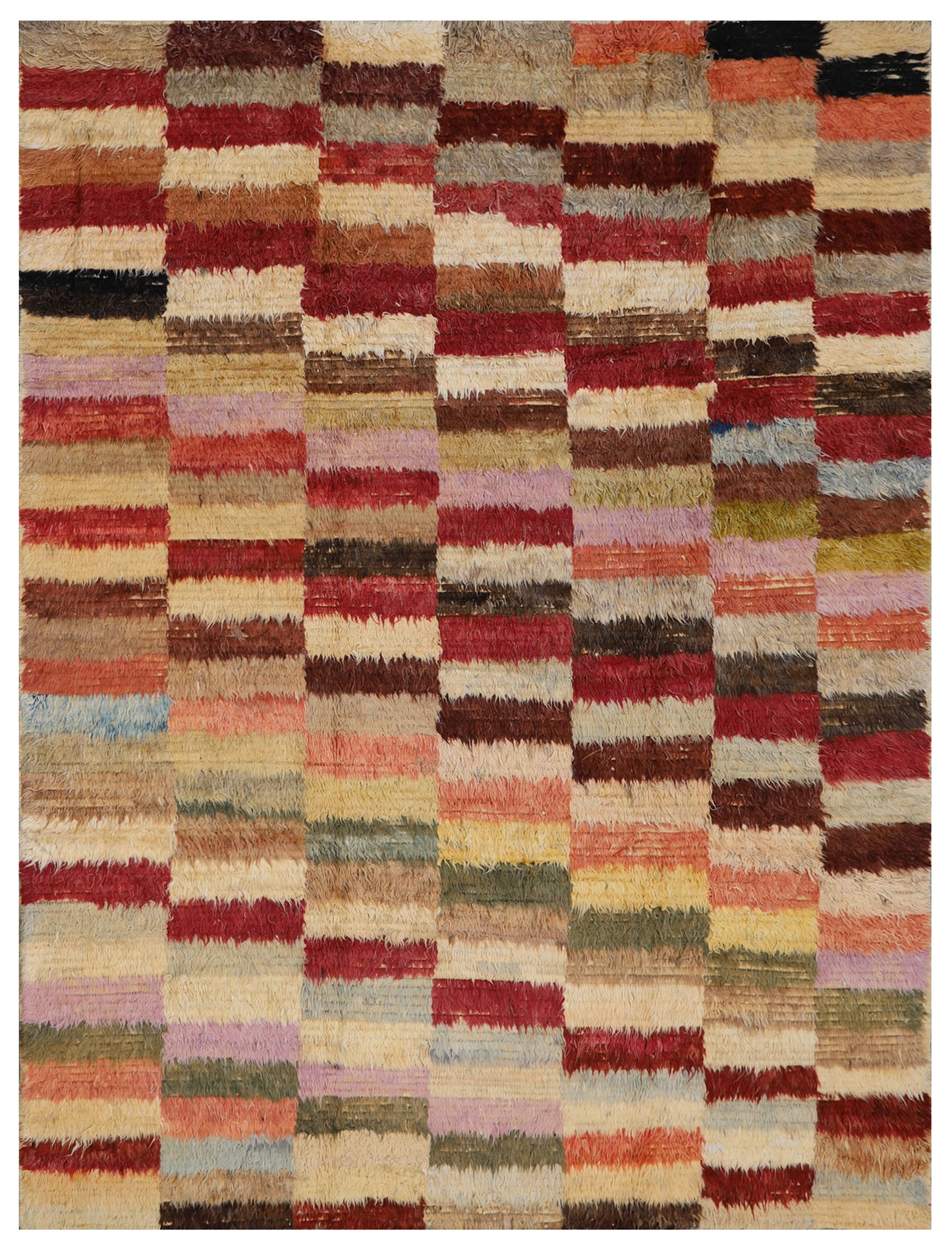 8'x10' Colorful Hand Knotted Shag Long Pile Ariana Barchi Rug