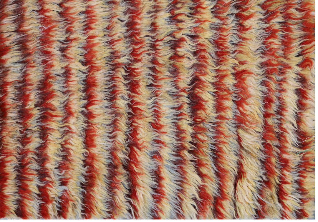 5'x9' Red Yellow Striped Moroccan Style Shaggy Ariana Barchi Rug