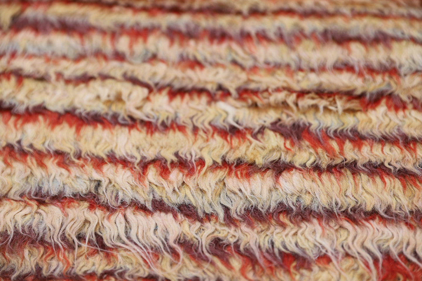 5x9 Red Yellow Ivory Linear Stria Design Moroccan Style Shaggy Ariana Barchi Rug