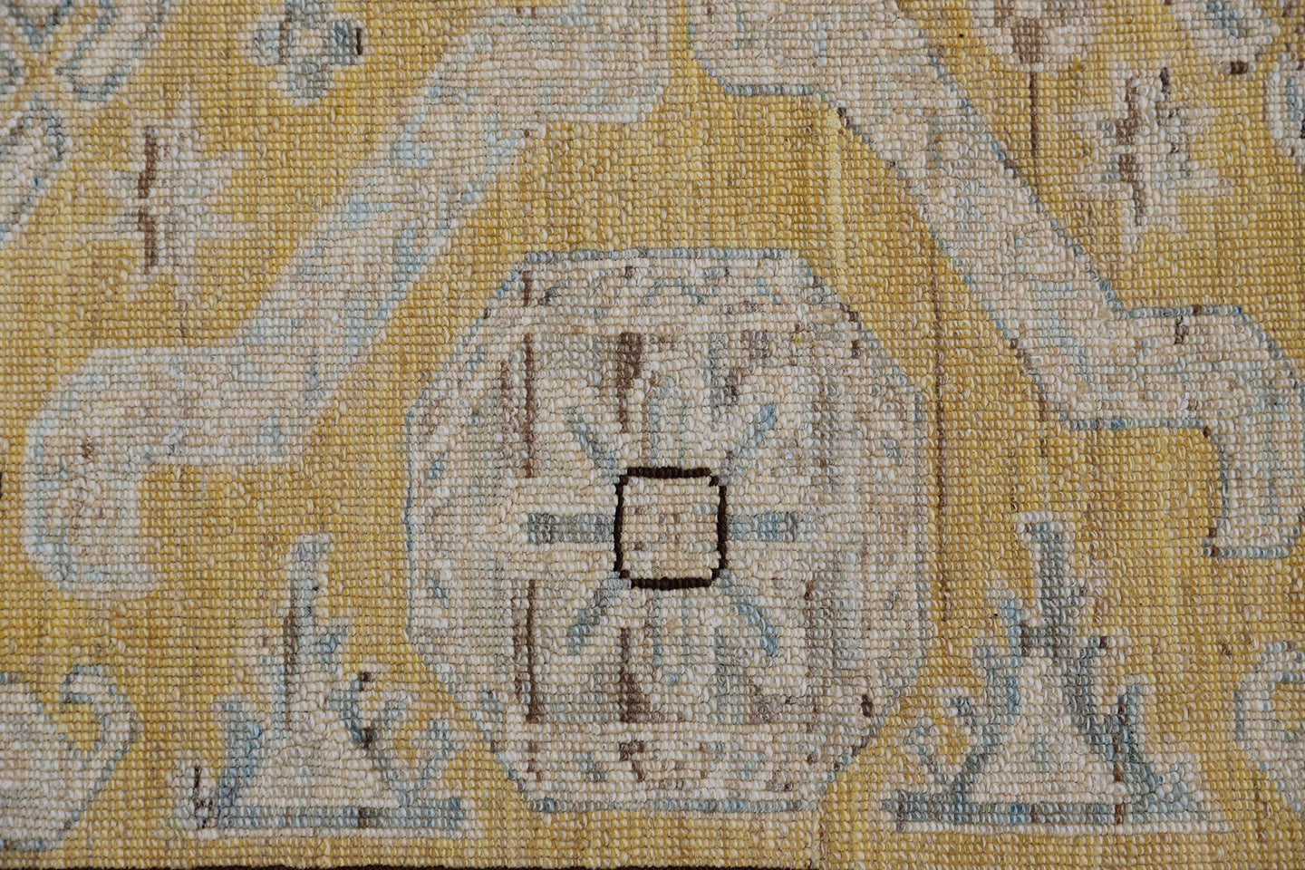 8.04 x 5.11 Ariana Geometric Yellow and Blue Hazara Rug