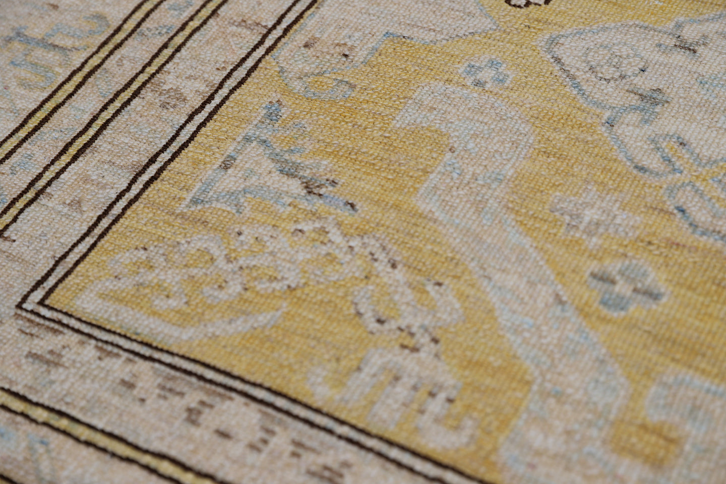 8.04 x 5.11 Ariana Geometric Yellow and Blue Hazara Rug