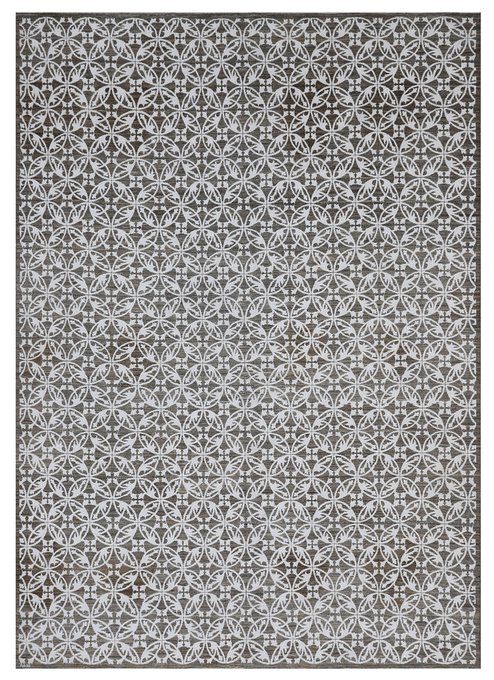 9'x12' Wool Area Rug | Ariana Modern Dark Grey White Rug