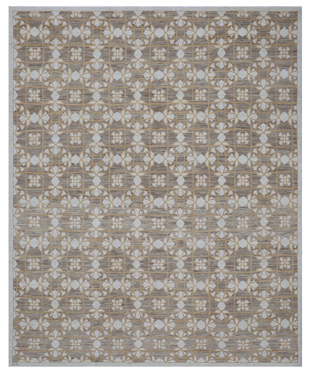 9'x12' Luxury Rug | Ariana Modern Geometric Brown Ivory Gold Rug