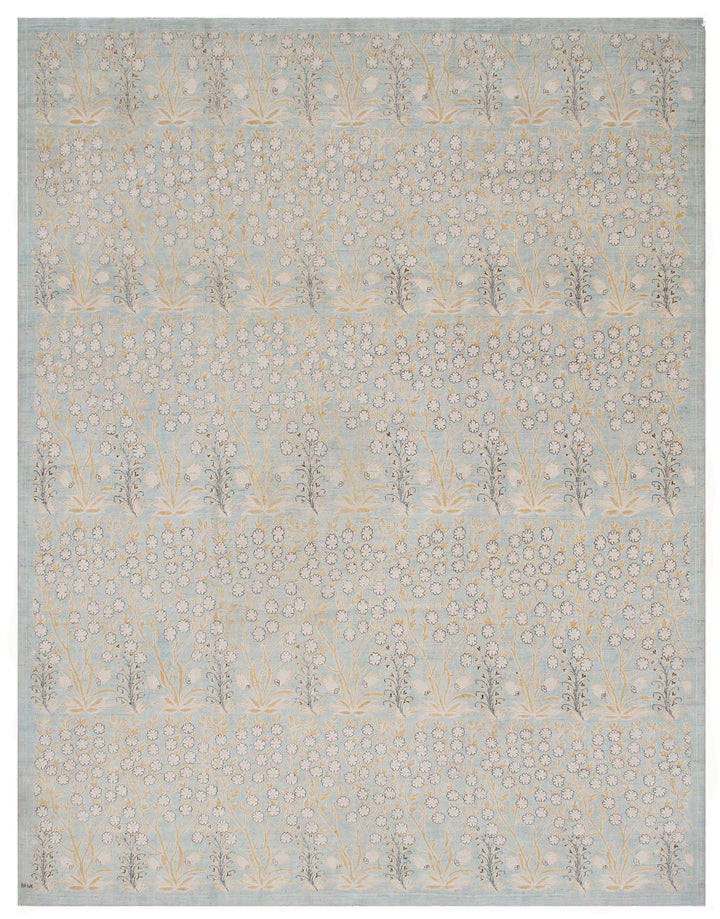 9'x12' Floral Blue and White Ariana Transitional Rug