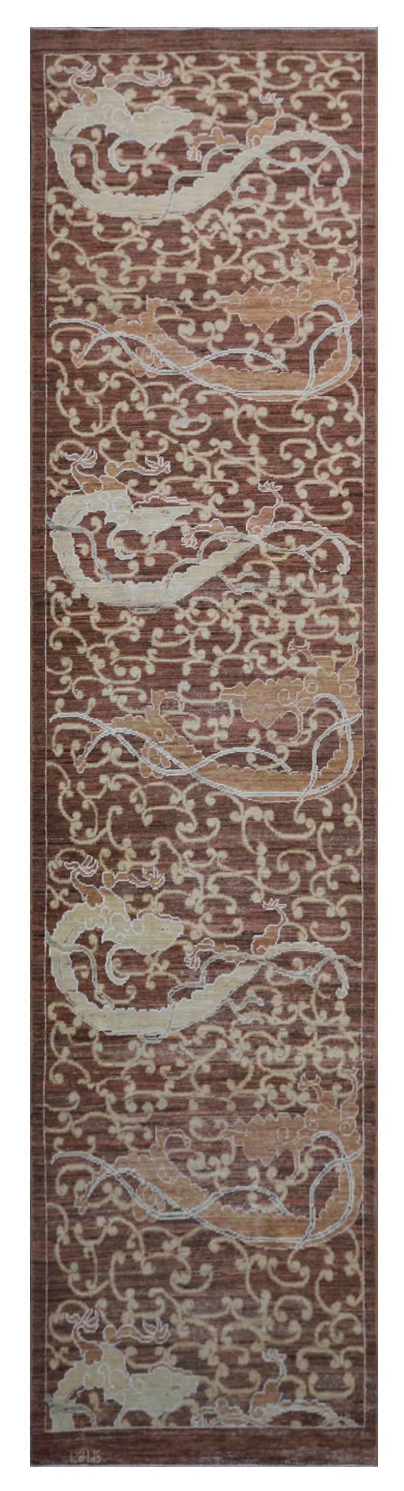 3x12 Chinese Mystical Design Brown Gold Ivory Ariana Transitional Runner Rug