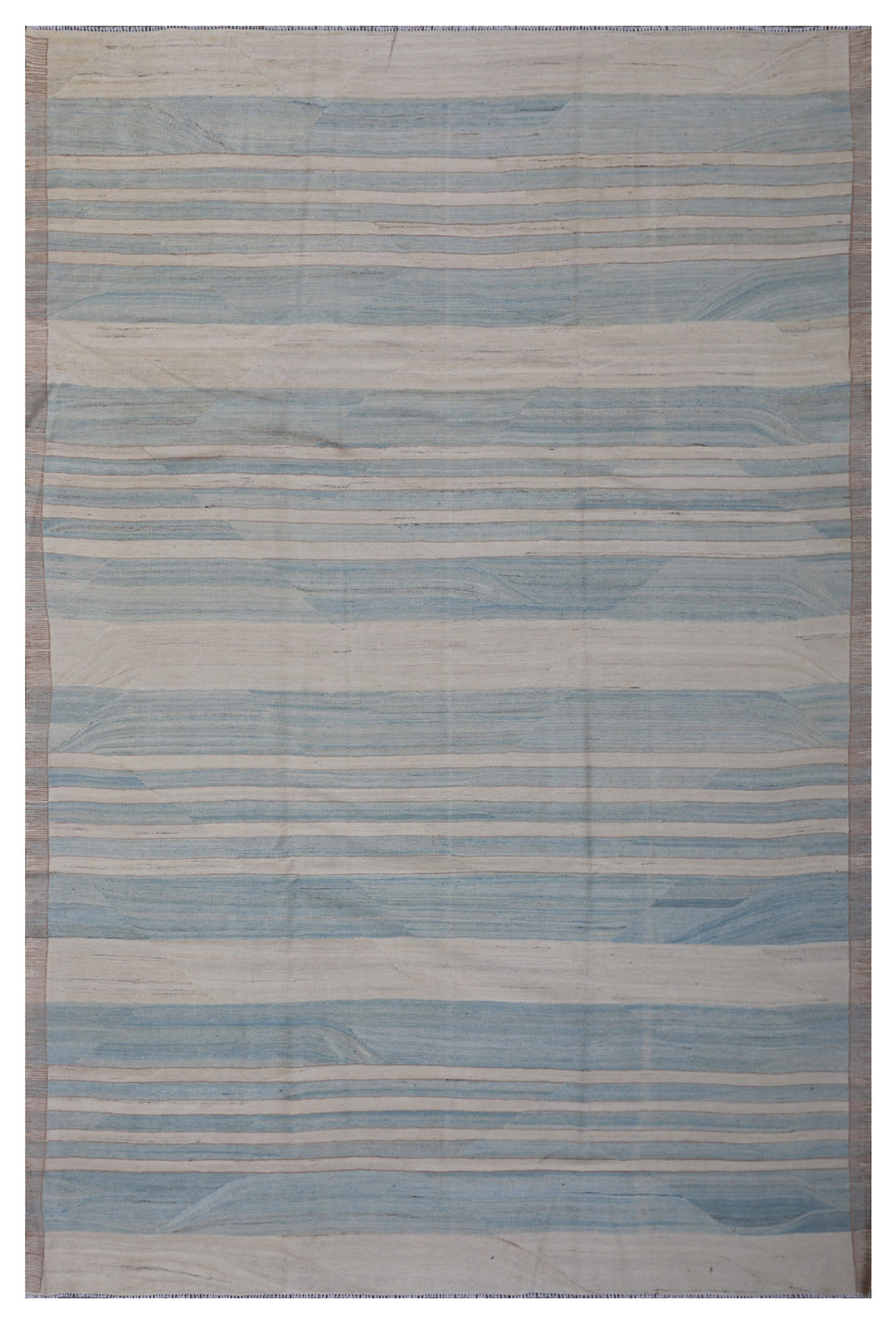 8'x10' Hand Woven Blue and White Striped Ariana Kilim Area Rug