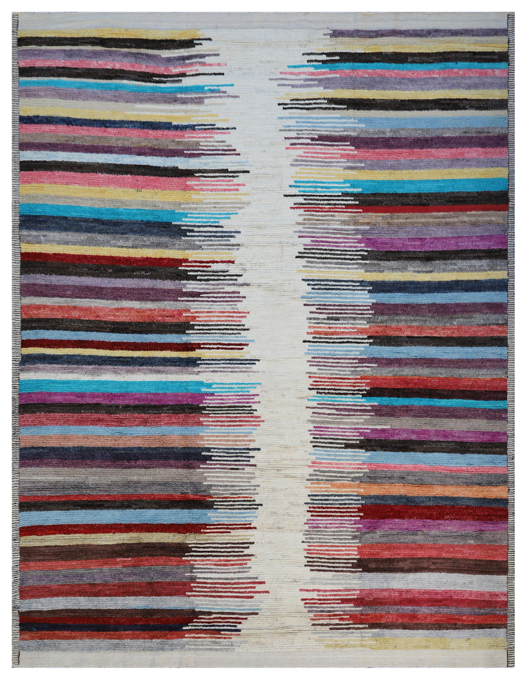 10'x13' Ariana Moroccan Multi-Color Striped Soft Shaggy Barchi Area Rug Rug