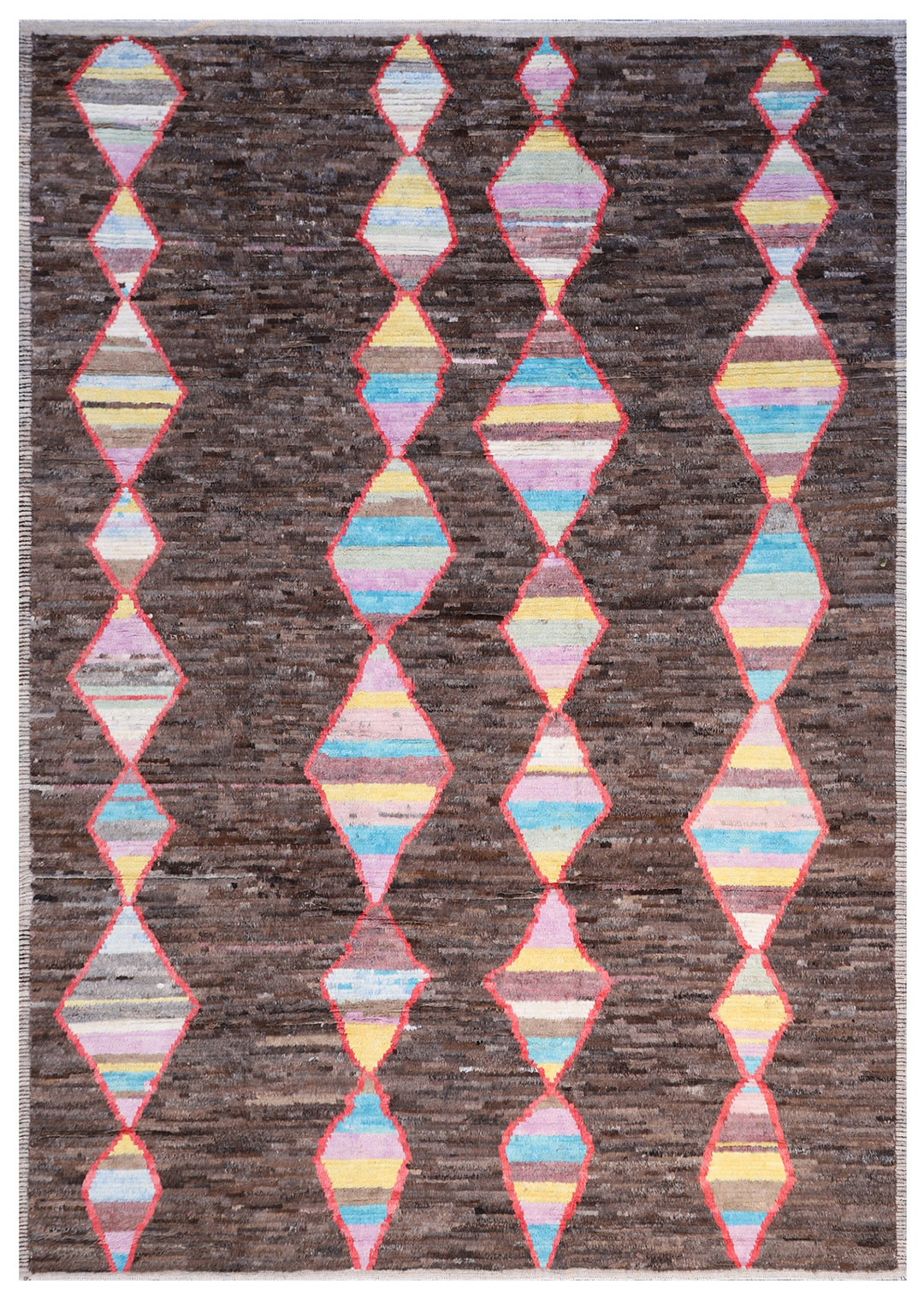10'x12' Ariana Moroccan Style Brown Blue Red Turquoise Geometric Diamond Barchi Rug