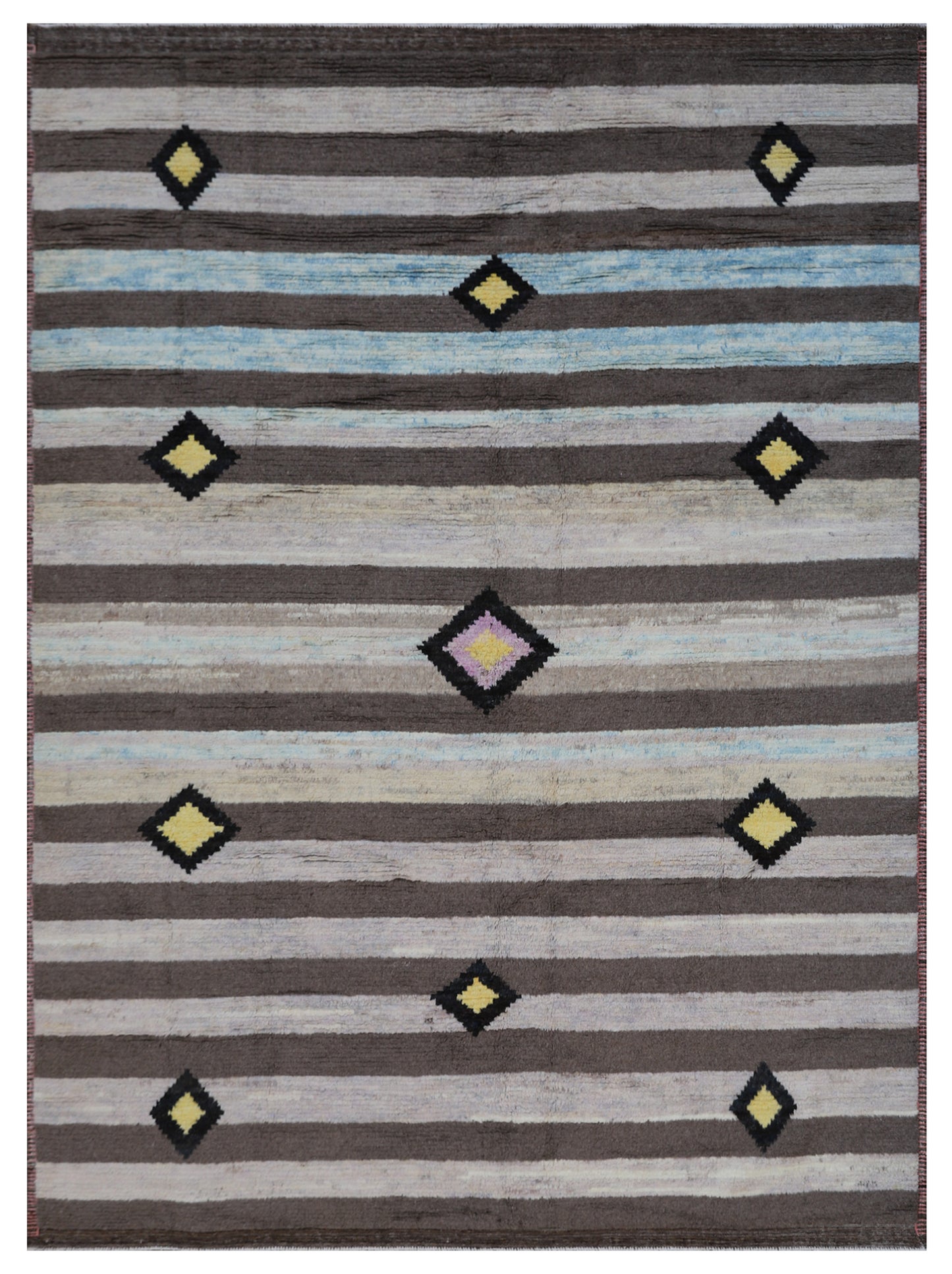 8x11 Ariana Moroccan style Striped Earth Tone Soft Shaggy Barchi Rug