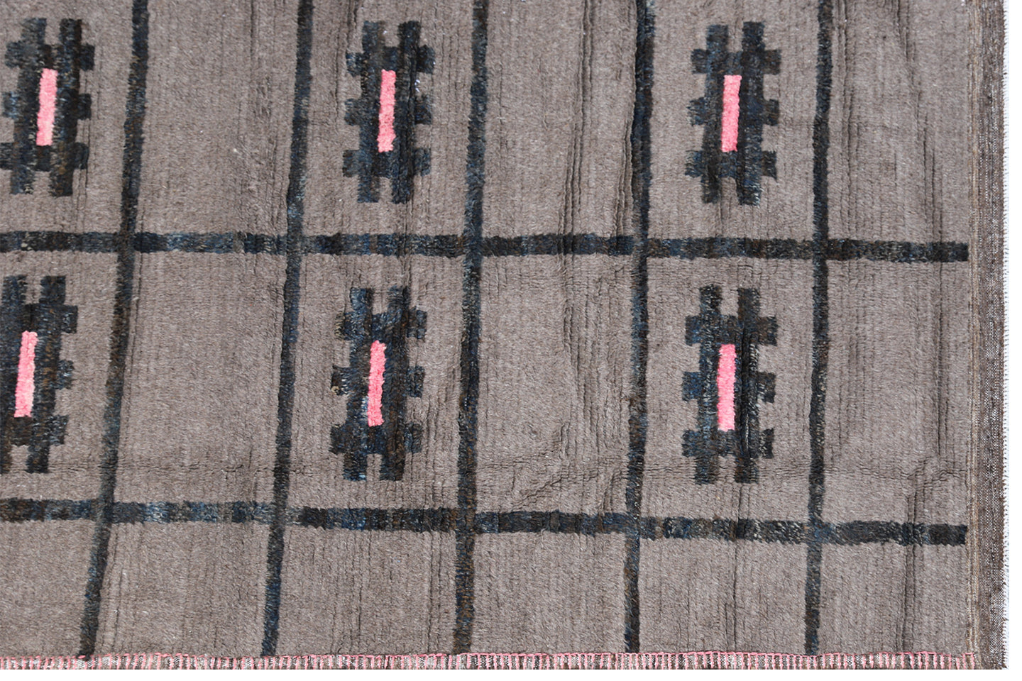 8x11 Ariana Moroccan style Soft Shaggy Grey Brown Geometric Barchi Rug