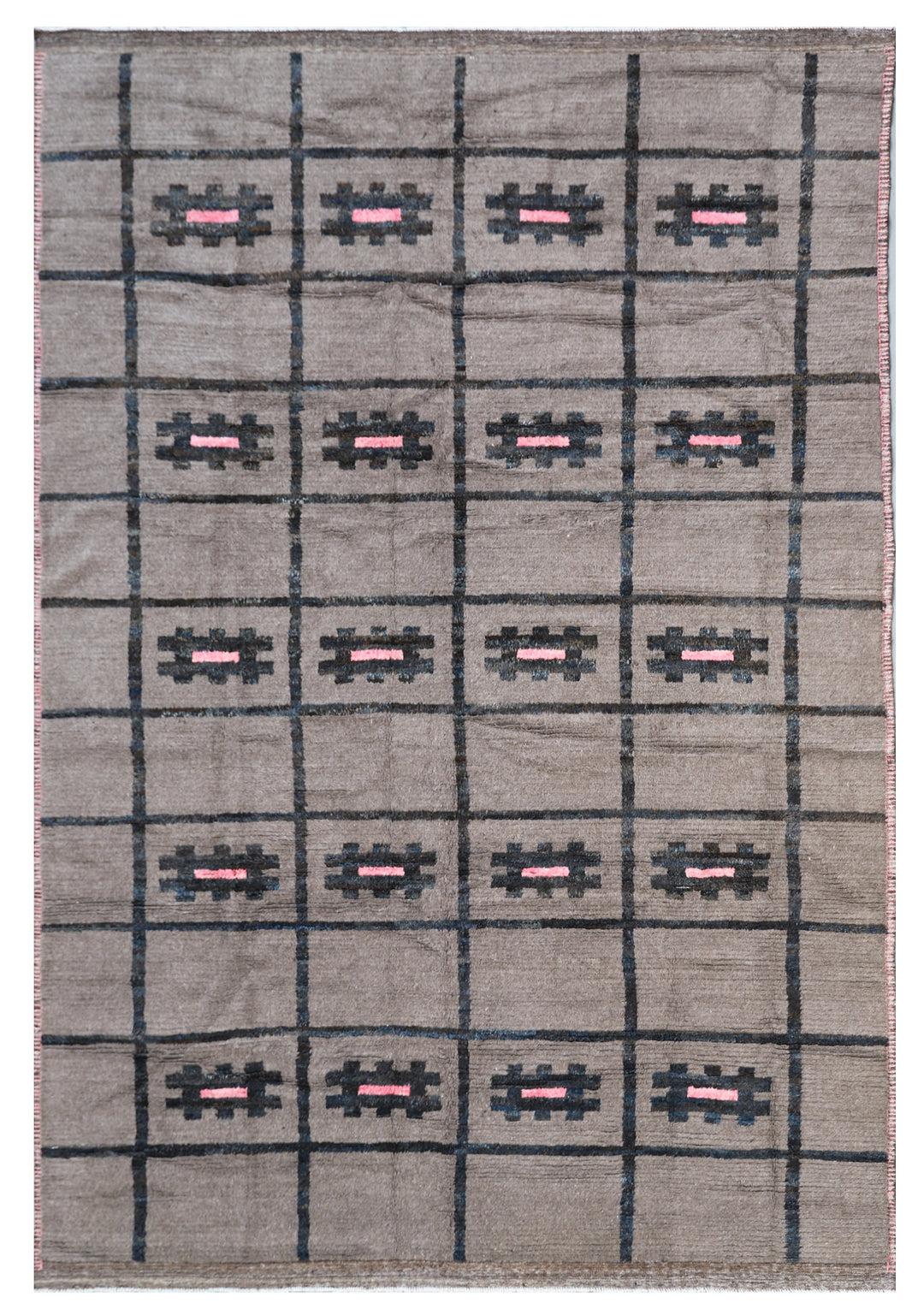8'x11' Ariana Moroccan Style Shaggy Grey Brown Geometric Barchi Rug