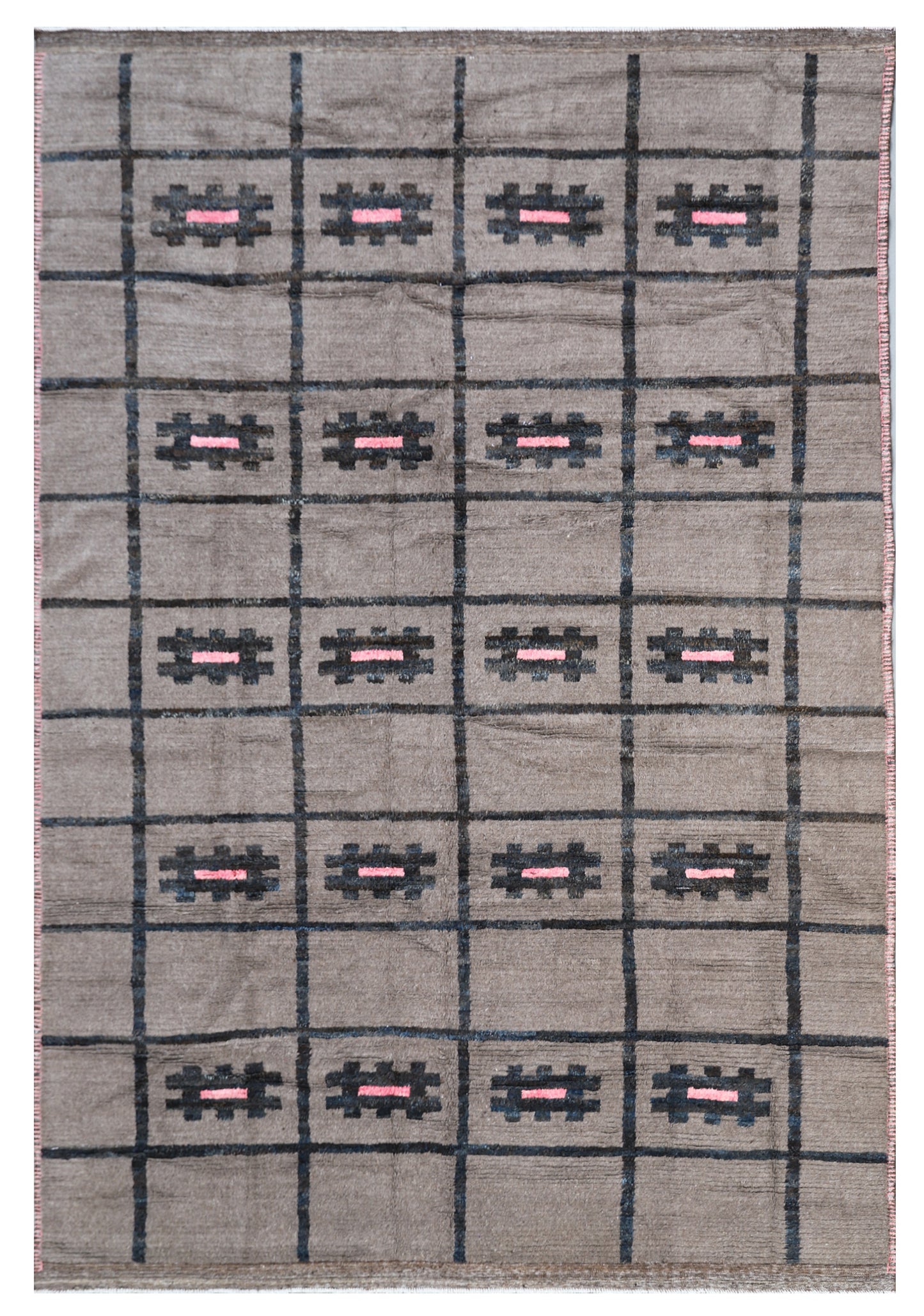 8x11 Ariana Moroccan style Soft Shaggy Grey Brown Geometric Barchi Rug