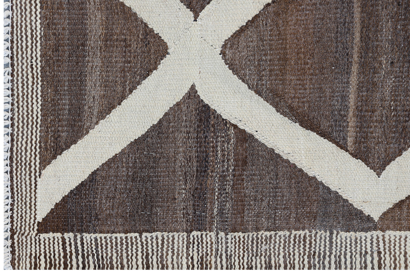 9'x12' Icy Blue and Brown Ariana Kilim