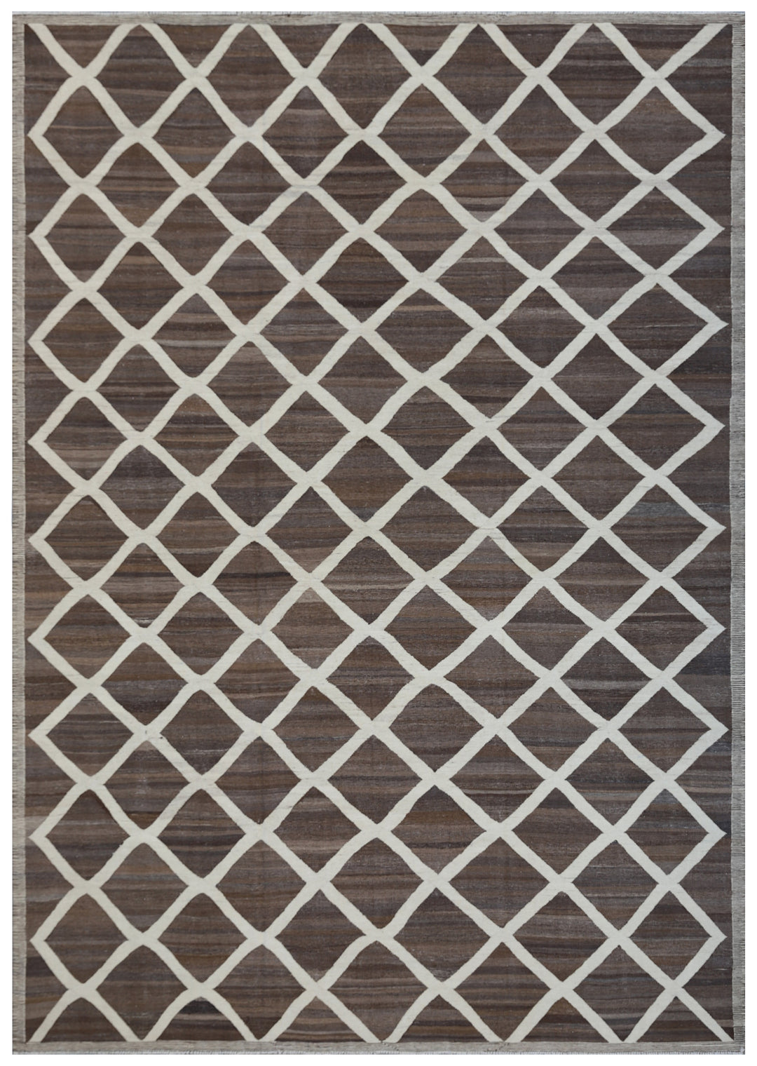 9'x12' Icy Blue and Brown Ariana Kilim