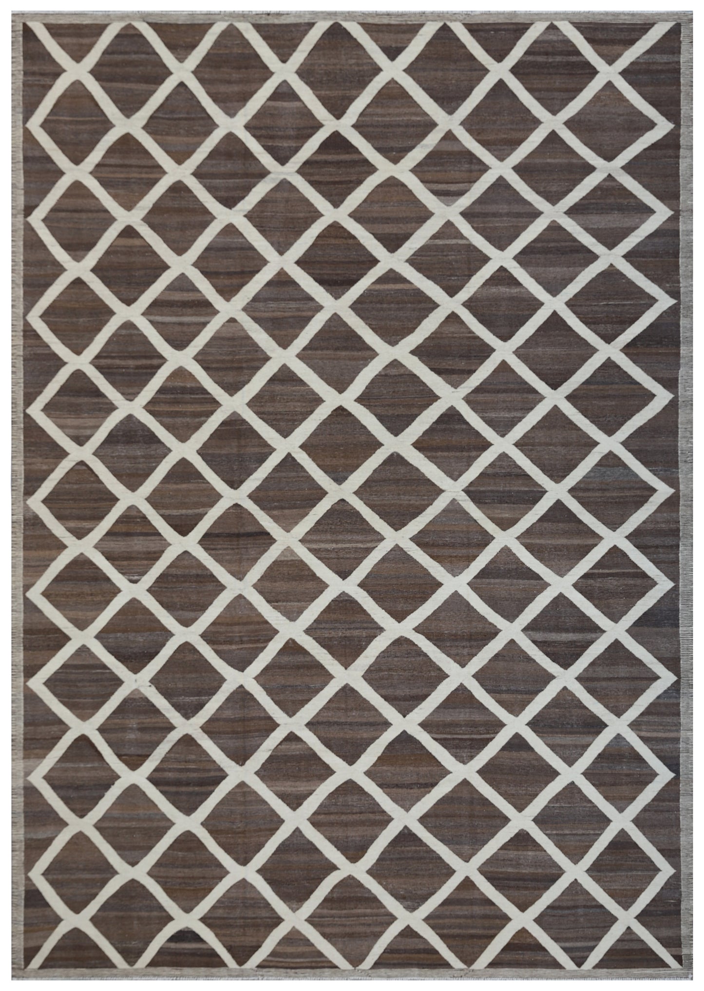 9'x12' Icy Blue and Brown Ariana Kilim