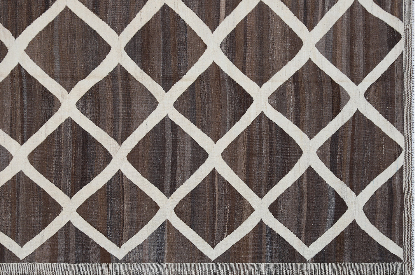 9'x12' Ariana Brown and Ivory Kilim