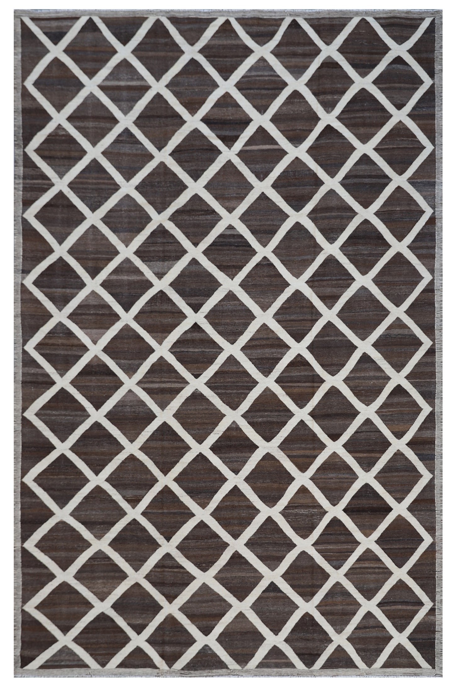 9'x12' Ariana Brown and Ivory Kilim