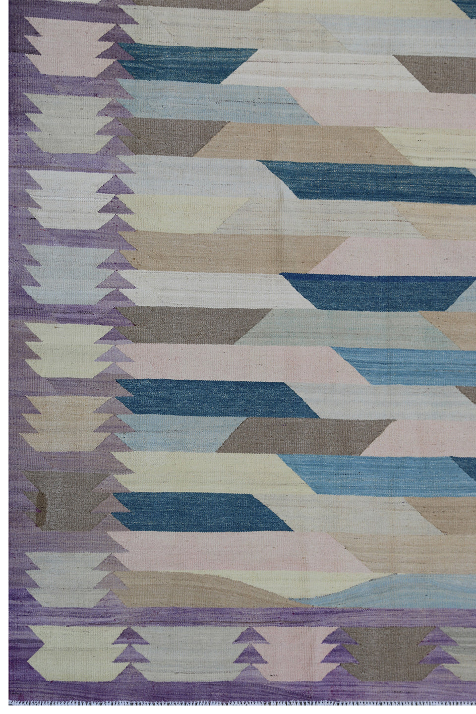 10x14 Ariana Blue Navy Brown ivory Cream Kilim