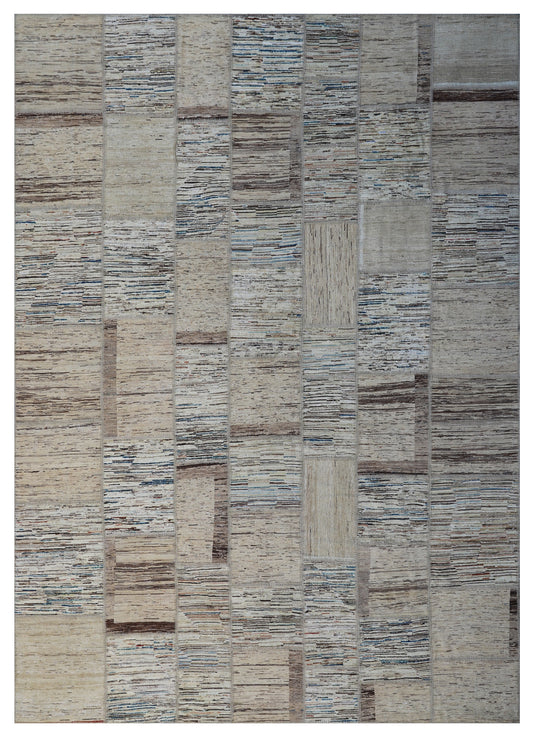9'x12' Brown and Blue Ariana Patchwork Rug
