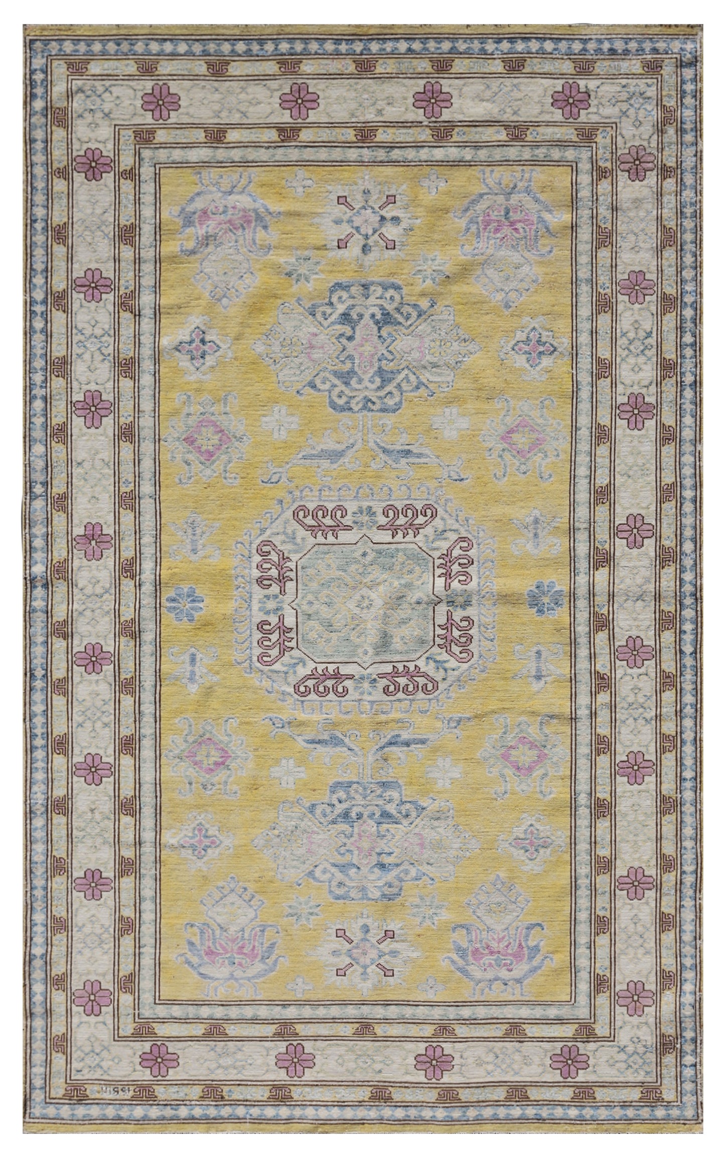 5x8 Yellow Caucasian Hazara Rug