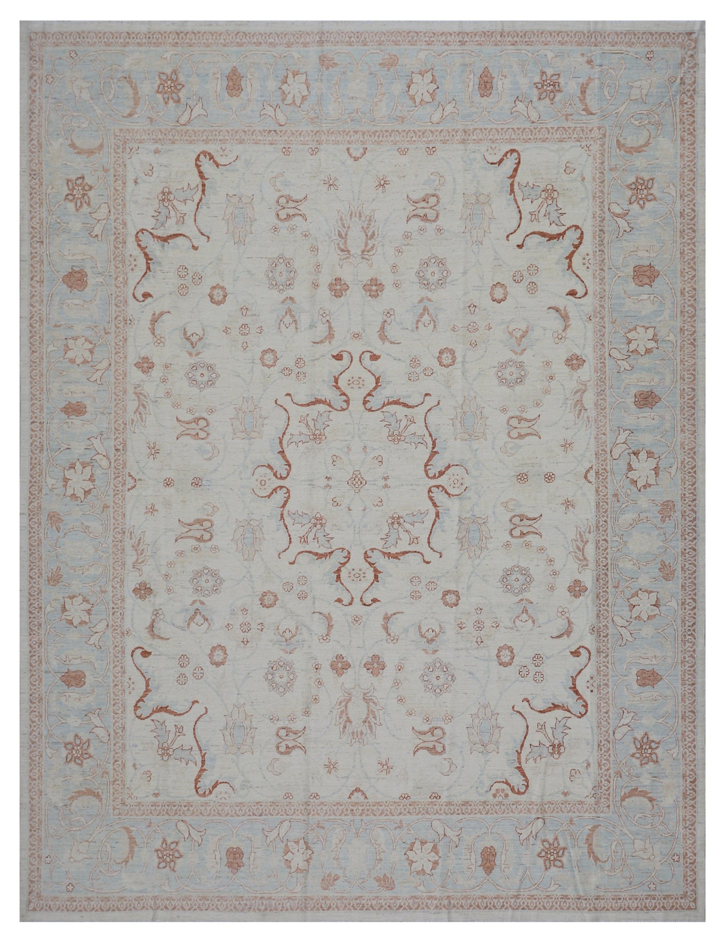 8'x10' Ariana Traditional Ivory and Pale Blue Polonaise Design Rugs