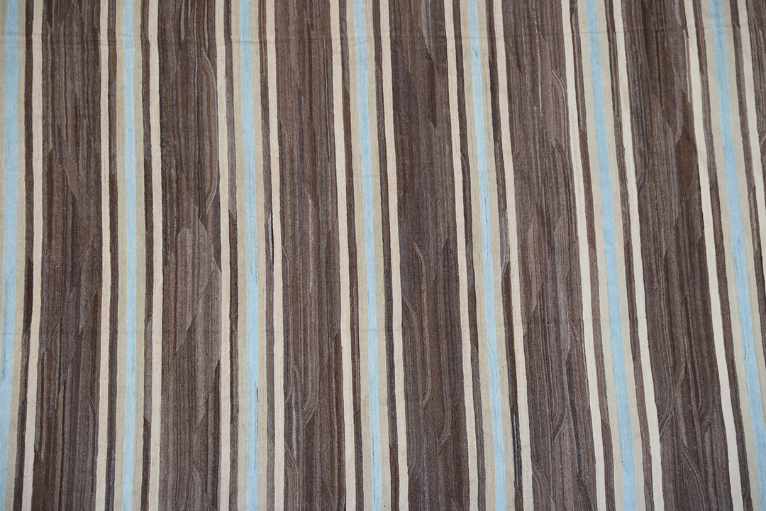 14'x20' Blue Brown Stripe Design Contemporary Ariana Kilim Large Area Rug