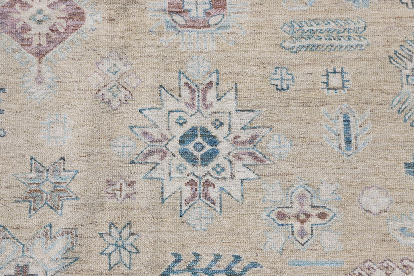 9'x12' Soft Blue Tan Geometric Caucasian Ariana Hazara Rug