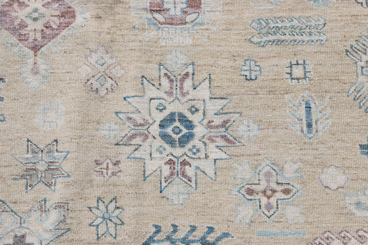 9'x12' Soft Blue Tan Geometric Caucasian Ariana Hazara Rug