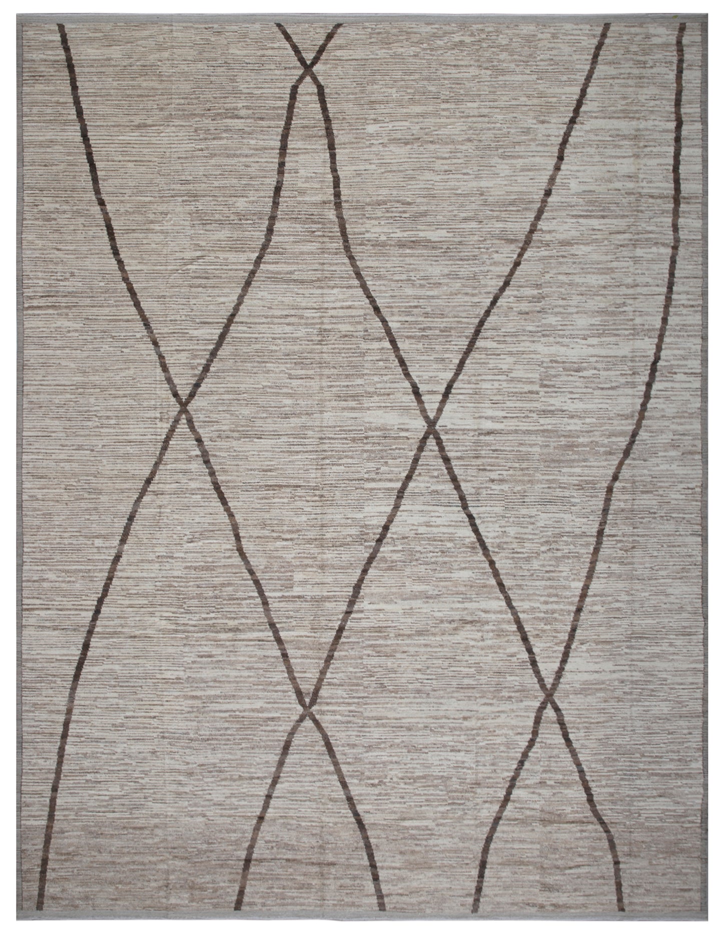 14'x20' Ariana large Moroccan style Grey and Brown Soft Shaggy Barchi collection Rug