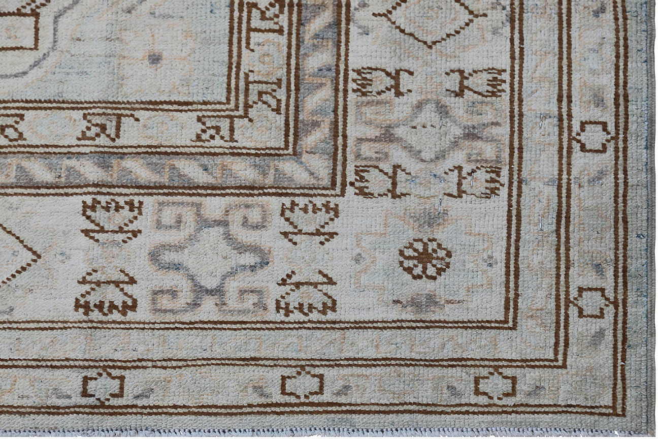 5x7 Silver Blue Brown Geometric Design Ariana Hazara Collection Rug