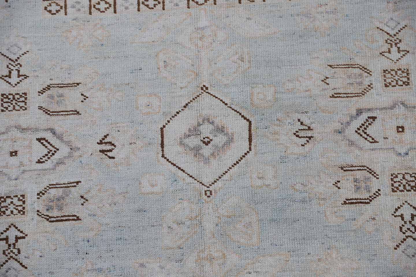 5x7 Silver Blue Brown Geometric Design Ariana Hazara Collection Rug