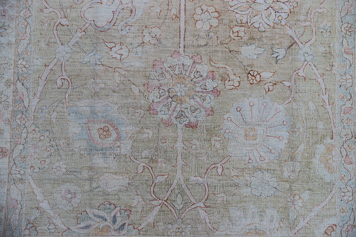 4x16 Fine Gold Green Ivory Tabriz Design Ariana Luxury Runner