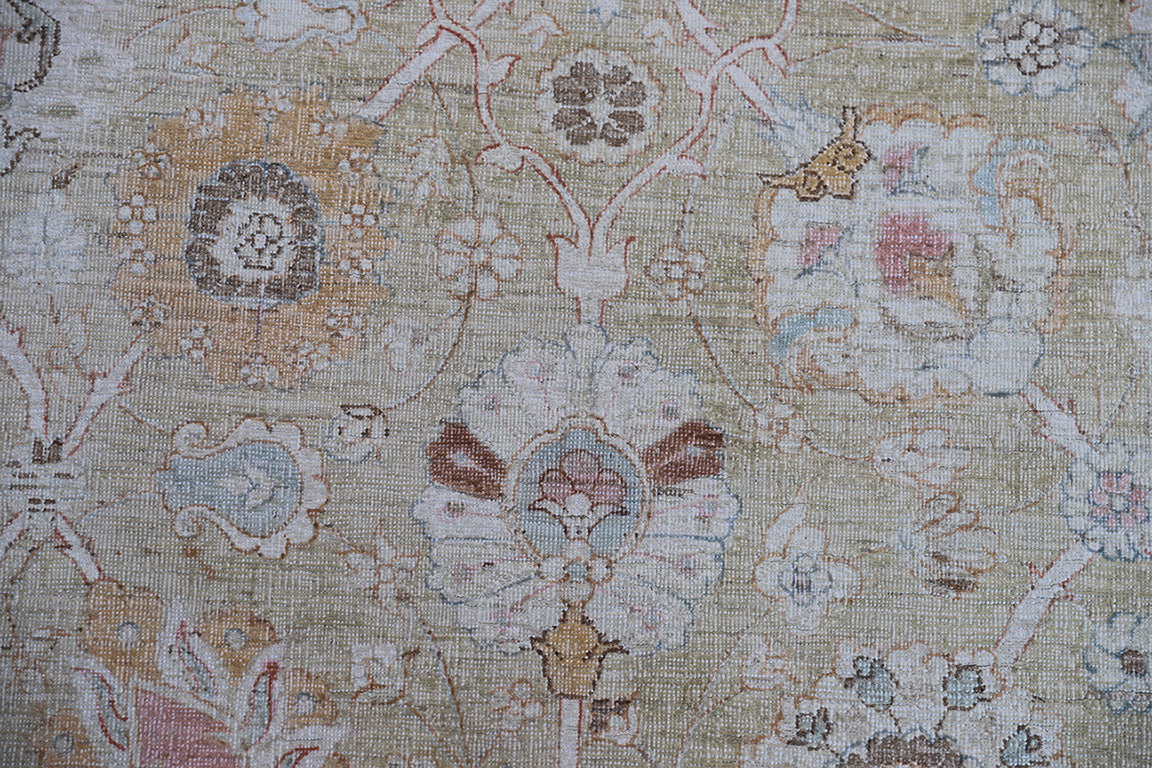 4x16 Fine Gold Green Ivory Tabriz Design Ariana Luxury Runner