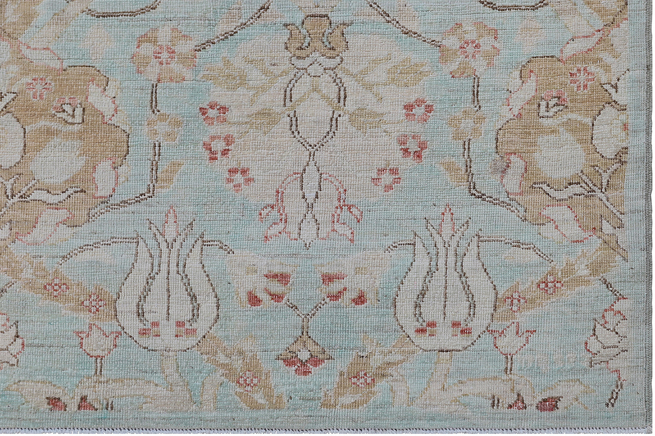 8'x10' Blue and Brown Ottoman Design Ariana Transitional Rug