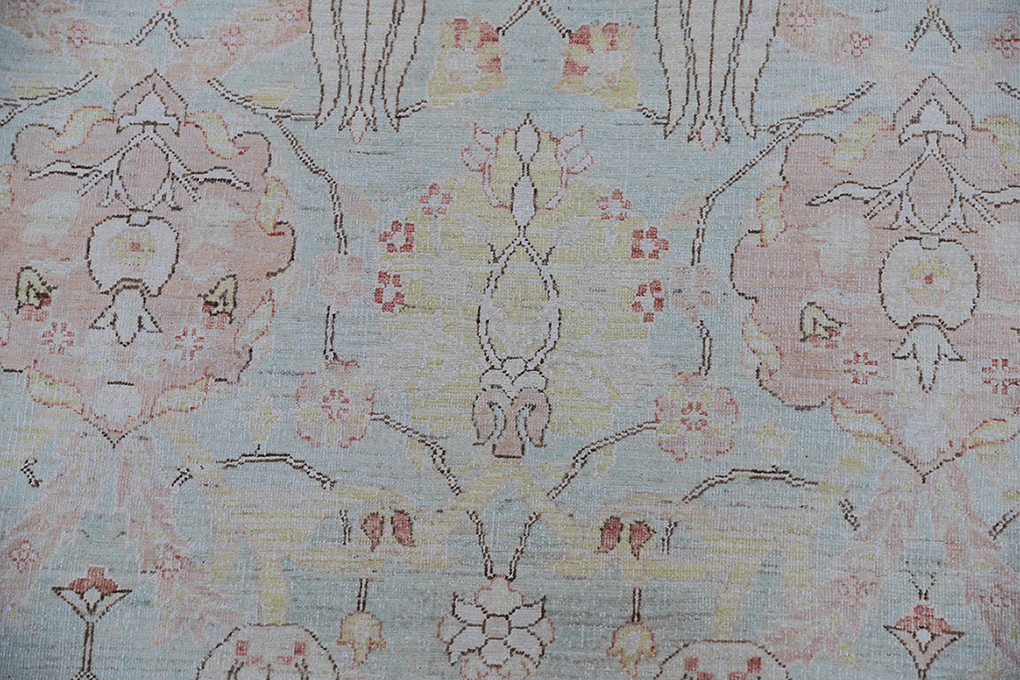 8'x10' Blue and Brown Ottoman Design Ariana Transitional Rug